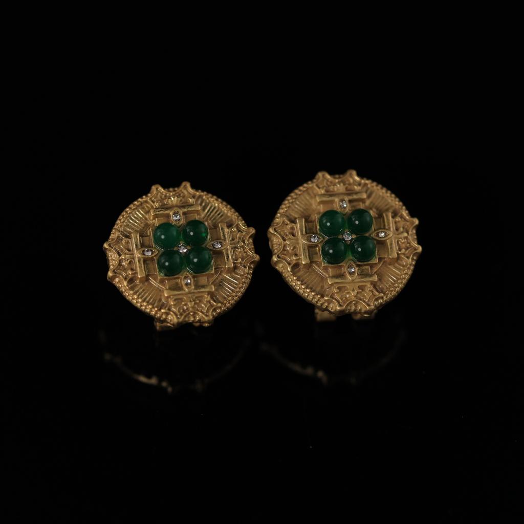 Medieval 25 Winter French Retro Suit Collection Temperament Premium Copper Alloy Stud Earrings Necklace