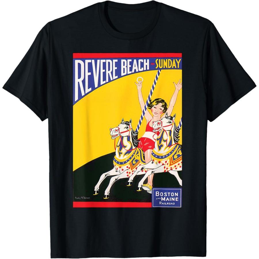 Revere Beach Carousel Vintage Nostalgic Men Women Girls Kids T-Shirt S