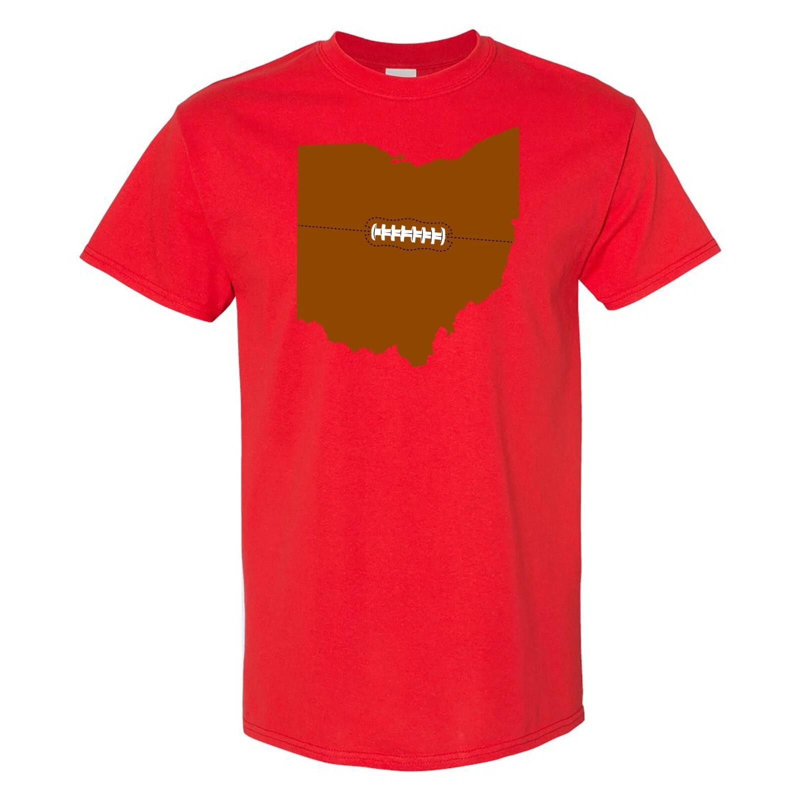 Ohio Football State Shape - Hometown Pride T Shirt - Red 4XL