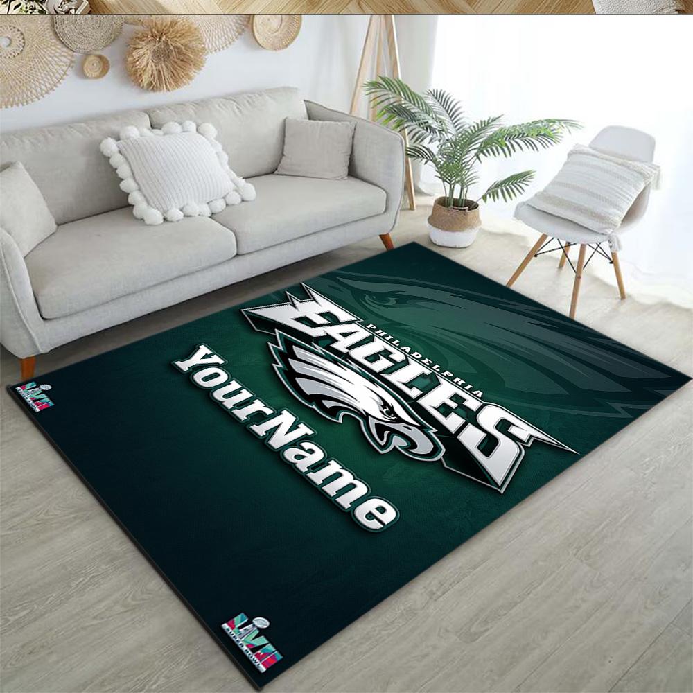 Philadelphia Eagles Customizable Name Area Rug Perfect For Outdoor Living Rooms Study Room Hallway Antislip Rug Decorate Offices