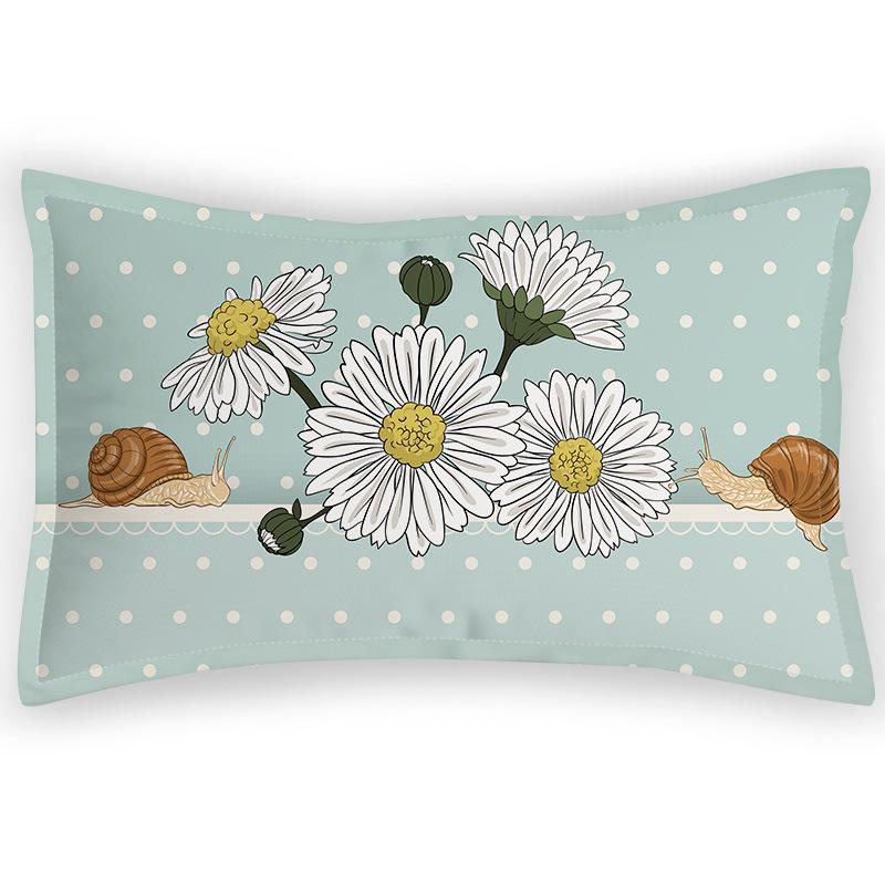 Digitaldruck Kissenbezug, Romantischer Pastorale Satin Einzelkissenbezug, Sommerliches Blumenmuster Samt Bettwäsche Kissenbezug