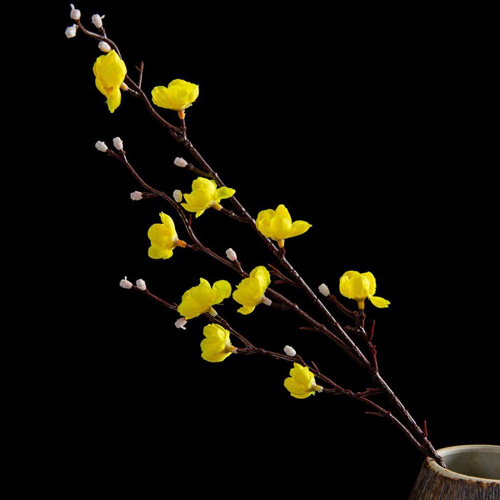 Artificial Flowers Silk Plum Blossom Peach Branch New Year Festival Home Vase Table Outdoor Garden Wedding Party Decor DIY Gifts