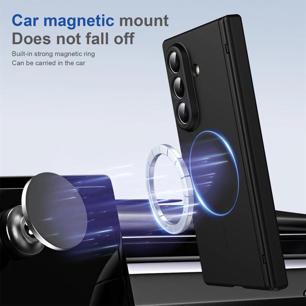 Hinge Protective Magnetic Phone Case for Samsung Galaxy Z Fold 7 6 5 4 3 5G for Magsafe Fold7 Fold6 with Screen Protector Cover