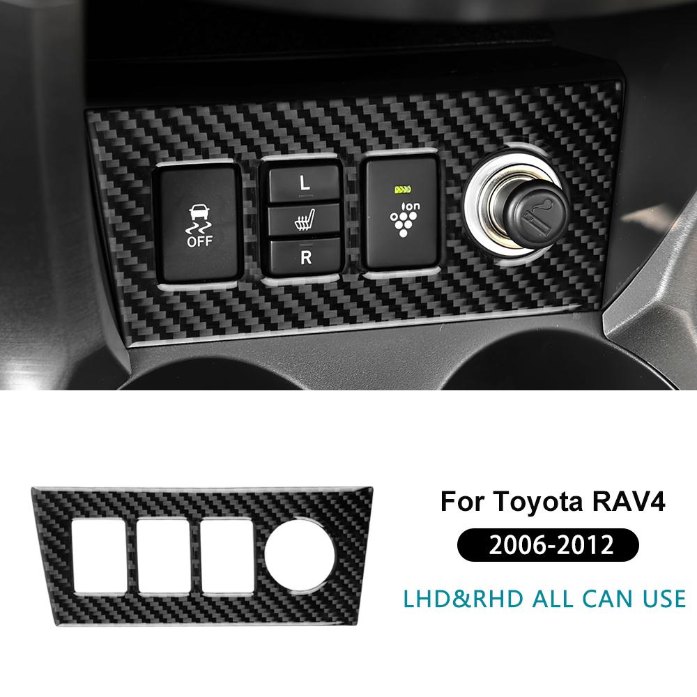 Carbon Fiber Cigarette Lighter Frame Trim for Toyota RAV4 2006-2012 LHD RHD Center Console Panel Cover