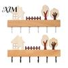 Wall Key Hooks for Entry Wooden Holder, Solid Wood Organizer with 6 Hooks, Modern Rustic Entryway Mounted Hanger Kitchen And Office Badge Holder