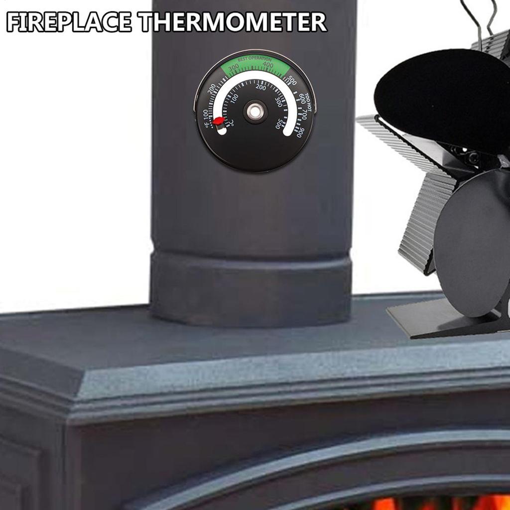 Aluminum Alloy Fireplace Fan Thermometer Magnet Stovepipe Thermometer Household Wood Burning Stove Fireplace Thermometer