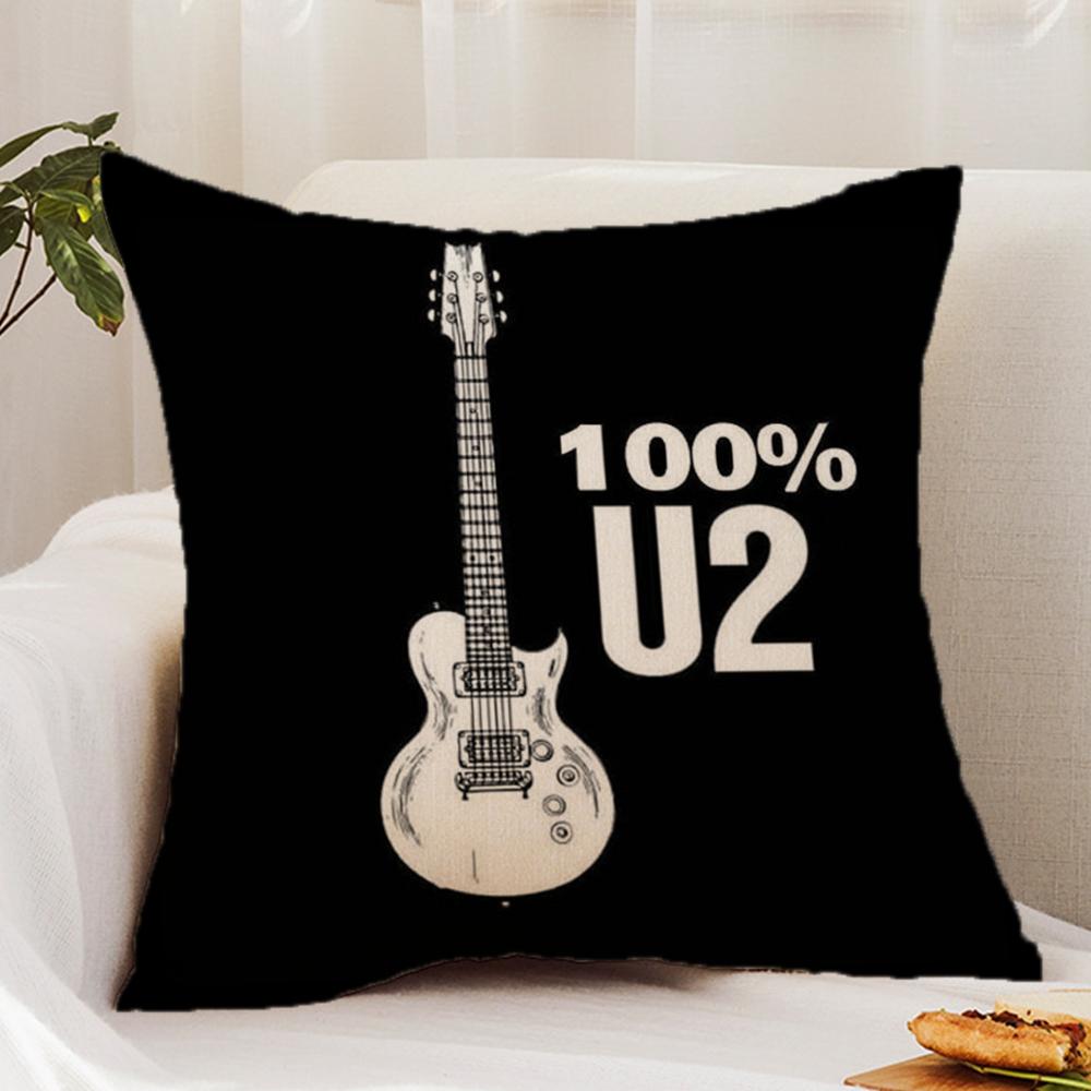 Rock Band U-U2 Cushion Cover Premium Comfort Reversible Pillow Cover - Dual - Use Design for Home & Car