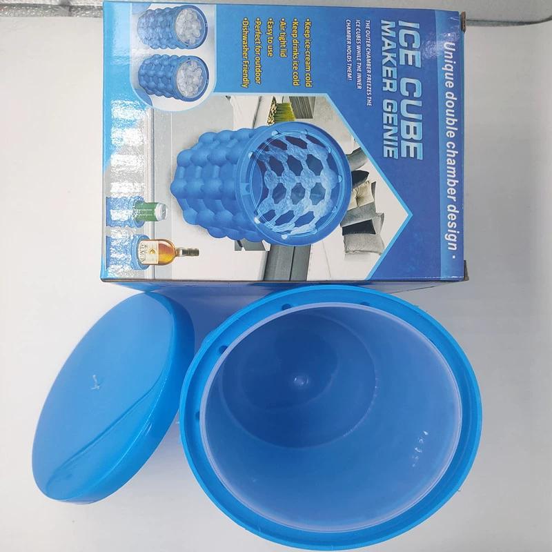 Портативная силиконовая форма-ведро для льда 2-в-1 с крышкой, компактный инструмент для изготовления кубиков льда для кухни, вечеринки, бара 13x14cm