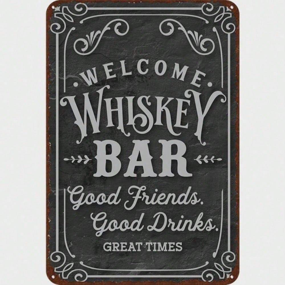 

Metal Wall Art Vintage Whiskey Sign 12x8 inch Retro Tin Poster for Bar Garage Man Gift