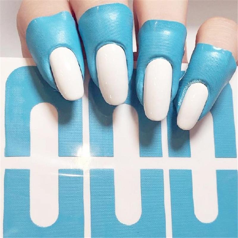 3 Pack Stripping Tape Anti-splash Protection Nails Creative U-shaped Fingerprint Stickers Finger Skin Protection Nail Polish Stickers