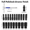 22pcs Combination Drive Extended Socket Hexagonal Impact Sleeve Set with Portable Storage Case 8-32mm Torque for Motor Repair