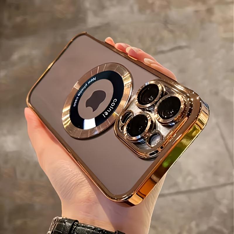 

Magnetic Clear Plating Shockproof Case For iPhone 17 16 15 14 13 Pro Max 16Pro 17Pro Cases For Magsafe Wireless Charge Cover iPhone17 золотой