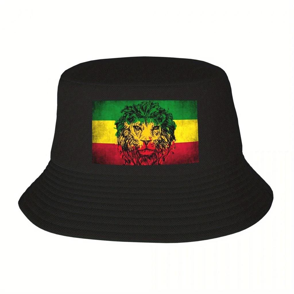 Custom Lion Of Judah Rasta Jamaica Reggae Bucket Hat WomenUnisex Beach Sun Summer Fishing Cap