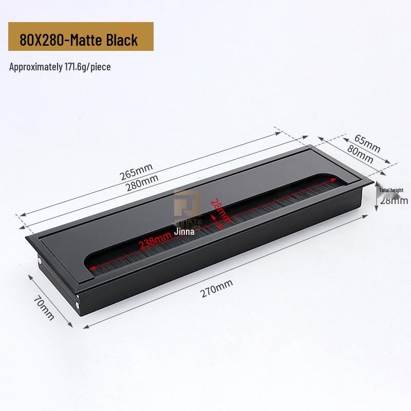 Aluminum Alloy Desk Cable Management Box with Brush Grommet