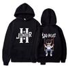 Interesting boy swinging logo printed hoodie