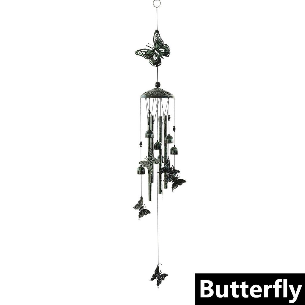 Green Retro Animal Iron Wind Chimes Waterproof Metal Wind Bells with 4 Aluminum Tubes 6 Bells Romantic Wind Chime for Home
