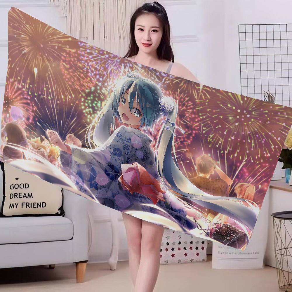 Virtual Singer M-Miku Cute Big Microfiber Beach Towels Quick Dry Towel Sand Beach Towels Pool Towel for Travel Swim Pool Yoga