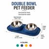 Set di 2 Ciotole per Animali Domestici Inclinabili a 15° in Acciaio Inossidabile Antivibrazione Alimentatore Acqua Cibo per Gatti e Cani Piccoli Blu Verde Arancione Giallo