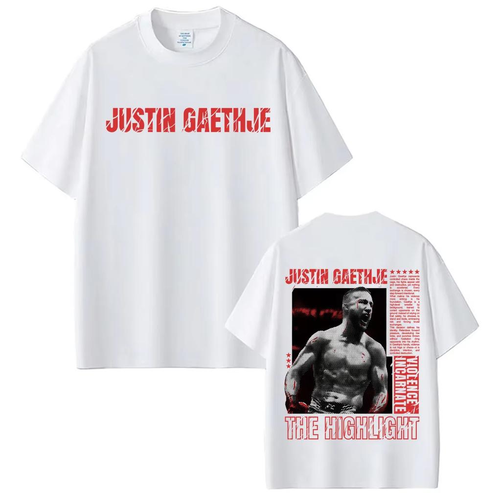 Fashion Violent Aesthetic Summer T-shirt Printed With Classic Highlights of Justin Gaethje Women And Men T-shirt