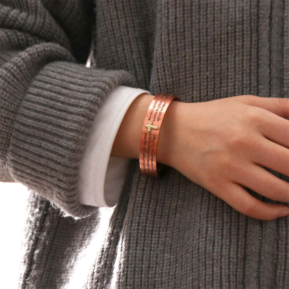 Braccialetti Regolabili in Rame Puro Braccialetto con Croce Cristiana ad Alta Magnetizzazione per Uomini Donne
