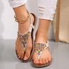 Women's sandals spring and summer new flat-bottomed beaded toe sandals women's flat-heeled beach women's shoes