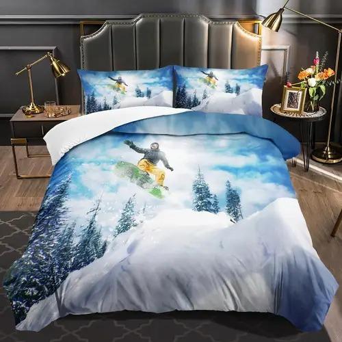 

Ski Soft Duvet Cover Ski Background Theme Soft Duvet Cover Suitable for Children Kids plus Adult Peoples Soft Warm Comfortable plus Breathable 135*200cm Eu-Single