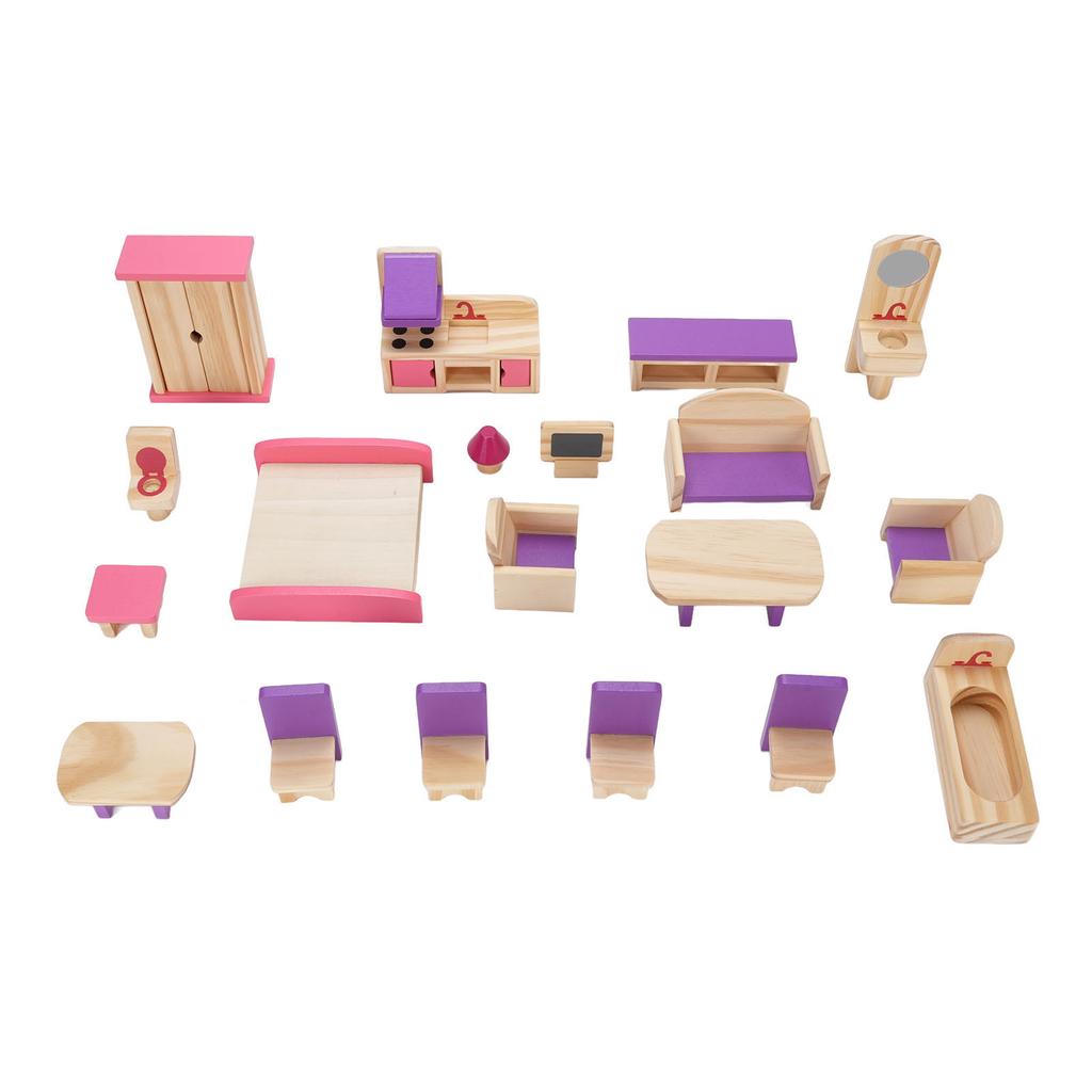 Dollhouse Furniture Set Wooden Delicate Details Educational Miniature Furniture Set Mini Furniture