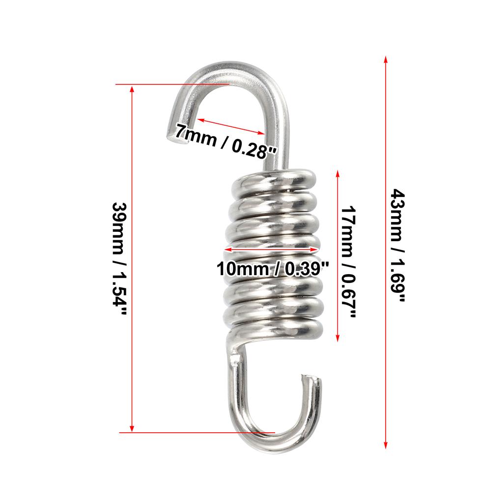 Motoforti 2Pcs 4Pcs 6Pcs 43mm 58mm Muffler Exhaust Pipe Spring for Motorcycle Universal Stainless Steel Silver Tone