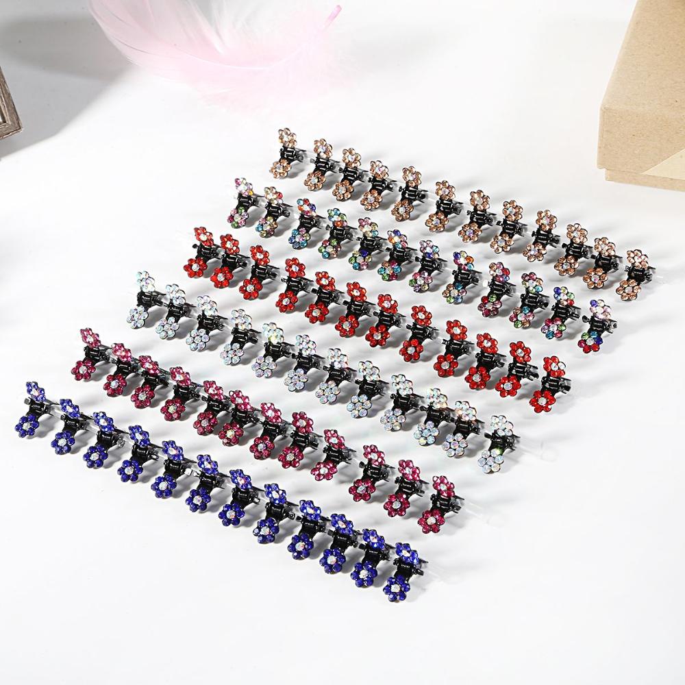 12 pcs Women Girls Rhinestone Flower Hair Claw Clips No-Slip Grip Jaw Clips Glitter Teeth Clips