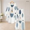 Plus Size Women Abstract Printed Two Piece Set Round Neck Long Sleeve High Low Top Wide Leg Pants