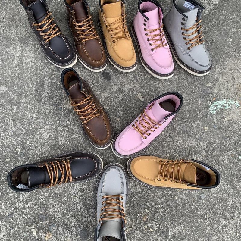 Kožené ležérní dámské boty Top hovězí kůže Nástrojové boty Venkovní lokomotivní boty Vodotěsné krátké boty Pánské boty Martensky