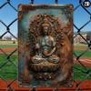 Zen Buddha Metal Wall Art Golden Vintage Leaf Retro Indoor Outdoor Decor