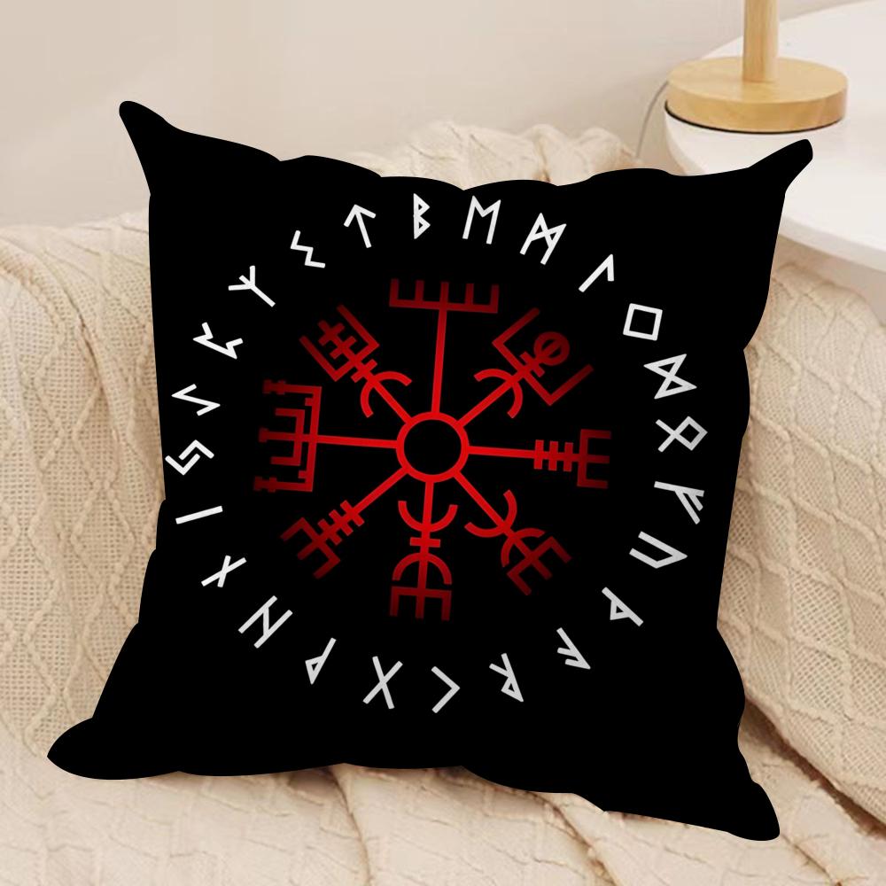 Pattern VVikingS AAmuletS Cushion Cover Short plush Doublesided Print Square Throw Pillow Covers Sofa Home Cushion Decor