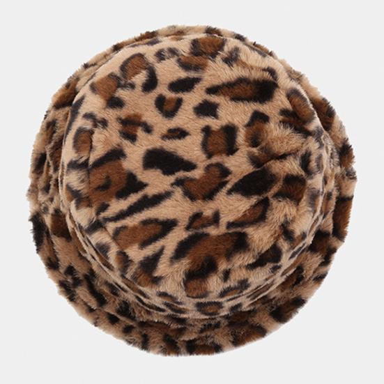 Dámská zimní čepice Plochá kupole Klobouk s leopardím potiskem Čepice umyvadlo zesílená teplá plyšová čepice kyblík Teplá pletená čepice