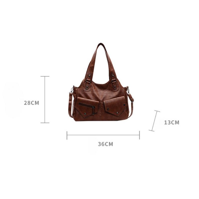Retro shoulder bag contrasting color splicing tote bag