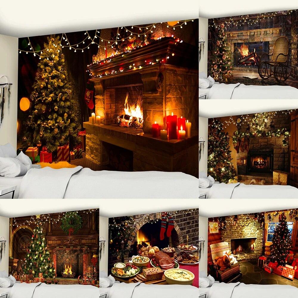 

Christmas Tapestry Christmas Tree Print Warm Gift Wall Hanging Backdrop Home Decor Tapestry Room Wall Decor Backdrop Cloth Gift