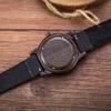 MUJUZE Men's and Women's Wooden Watch with Handcrafted Leather Band, Casual, Business, and Sports Style, Japanese Quartz Movement, Lightweight (Ebony)