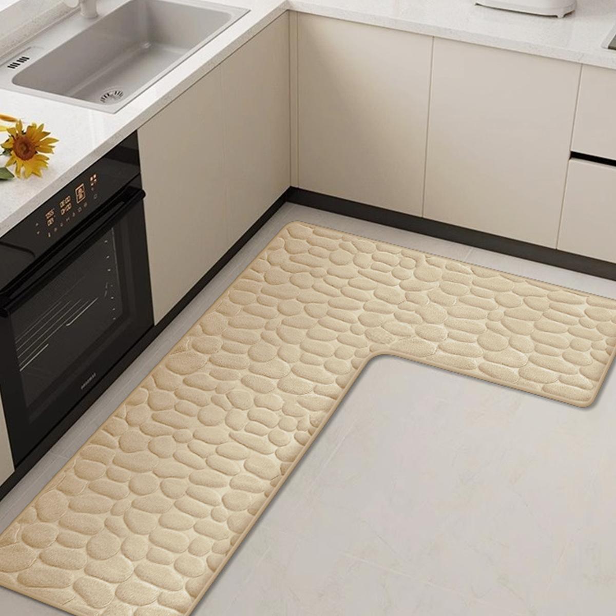 Thickened flannel kitchen L-shaped dirt-resistant large carpet absorbent floor mat non-slip soft mat oil-absorbing foot mat 120cmx80cmx45cm верблюд