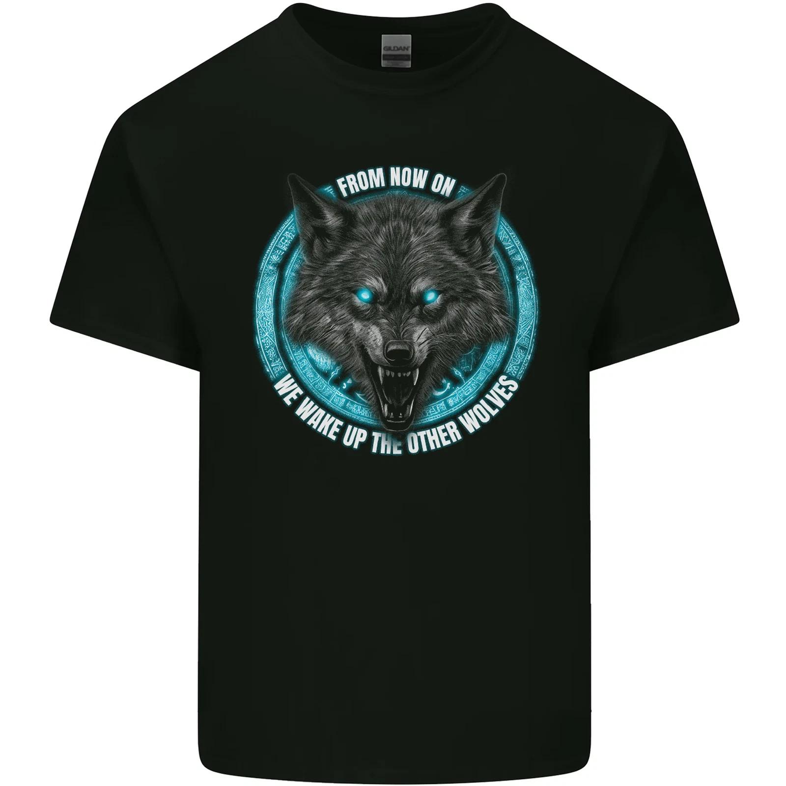 A Wolf on a Tribal Background Kids T-Shirt Childrens 4XL