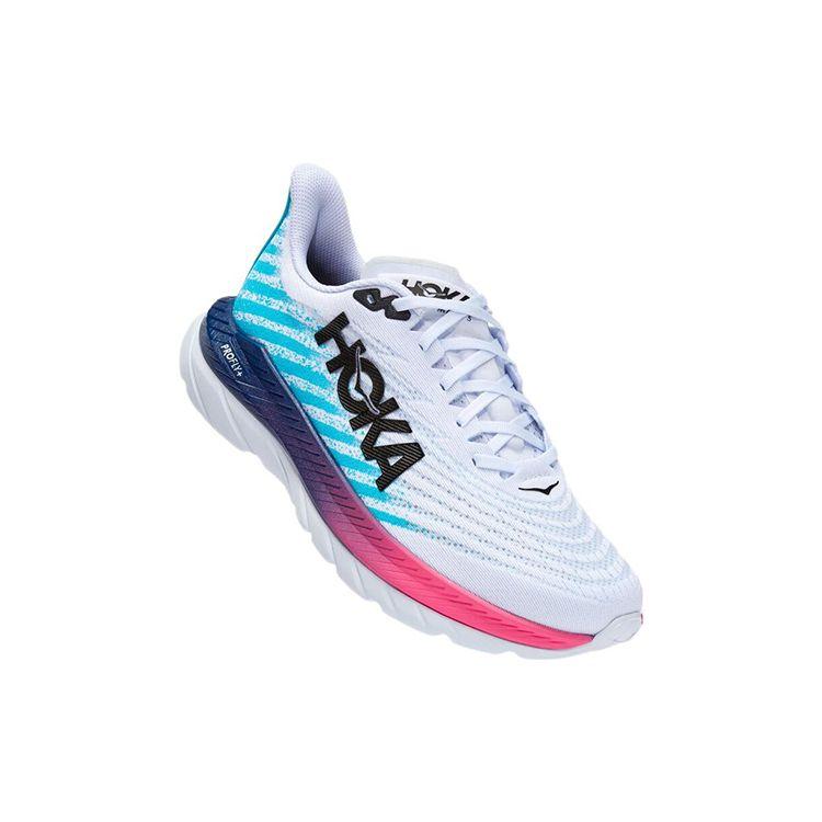 HOKA  Mach 5 White Scuba Blue Women Sneakers 1127894-WSBB