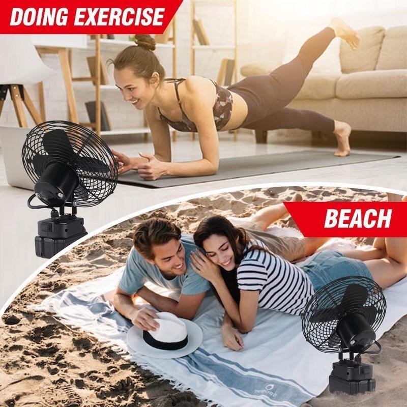 8 Inch 3000mah Home Outdoor Camping Desktop Electric Fan Portable Camping Fan Cordless Rechargeable Metal Fan
