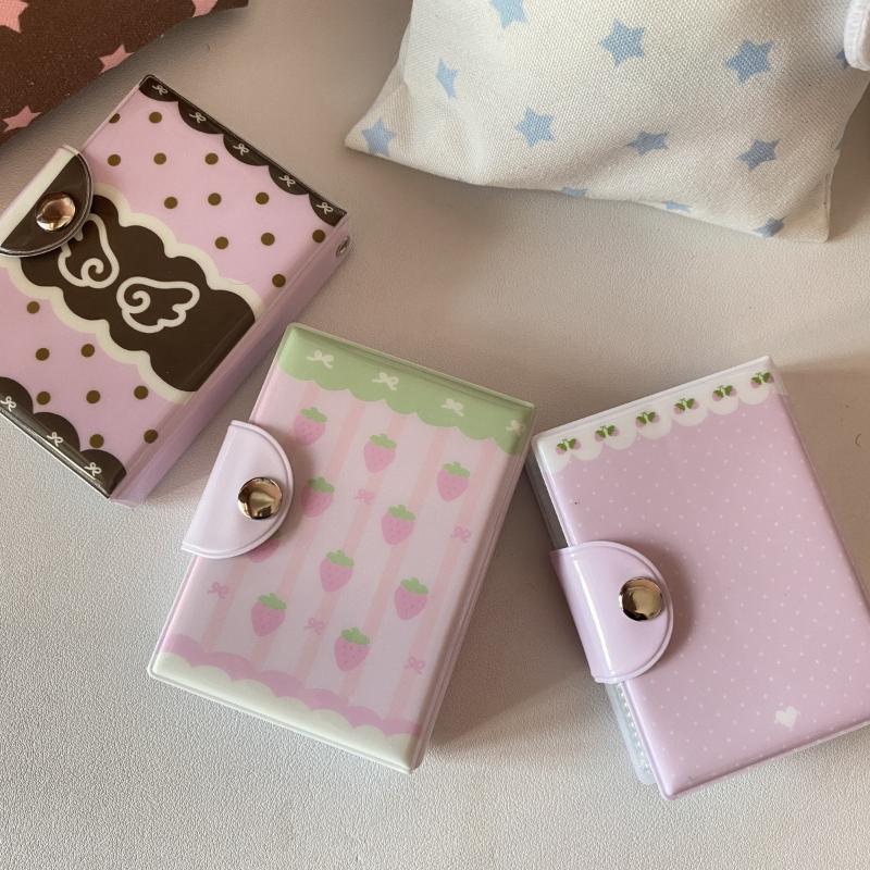Cute Strawberry Note Photo Album 3 Inch Kpop Idol Photo Card Holder Sweet Card Binder for Girls Mini Photocard Collection Book