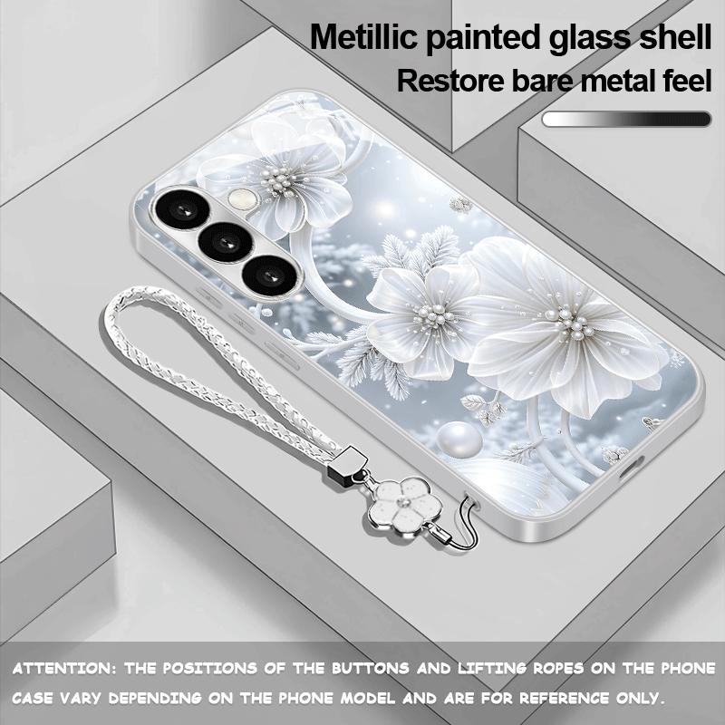 Custodia per telefono in vetro con motivo floreale adatta per Samsung Galaxy S26 S25 S24 S23 S22 S20 FE Ultra Plus cover posteriore antiurto