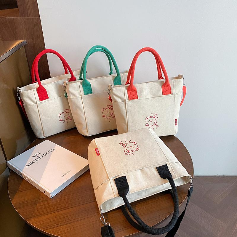 Korean Version of Contrasting Color Handbag New Niche Cute Printed Shoulder Bag Fashionable Trendy Casual Crossbody Bag