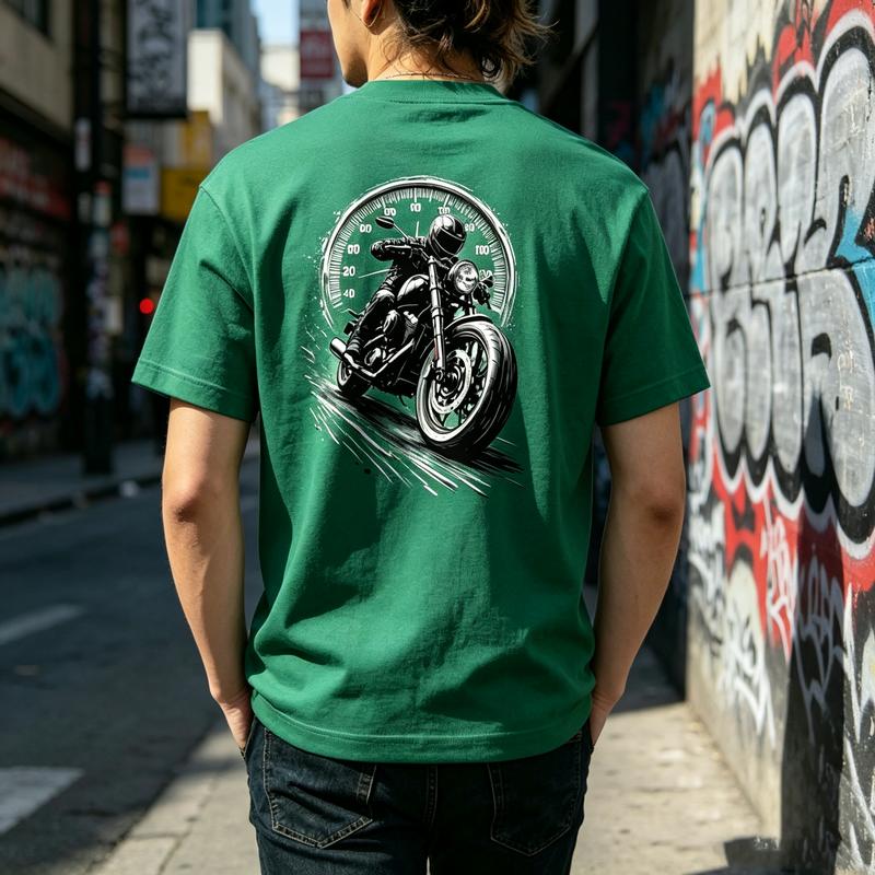 Vintage Motorcycle Speedometer Rider Back Graphic T Shirt Unisex Unisex Cotton Short Sleeve Tee Biker Streetwear Casual Y2k Top