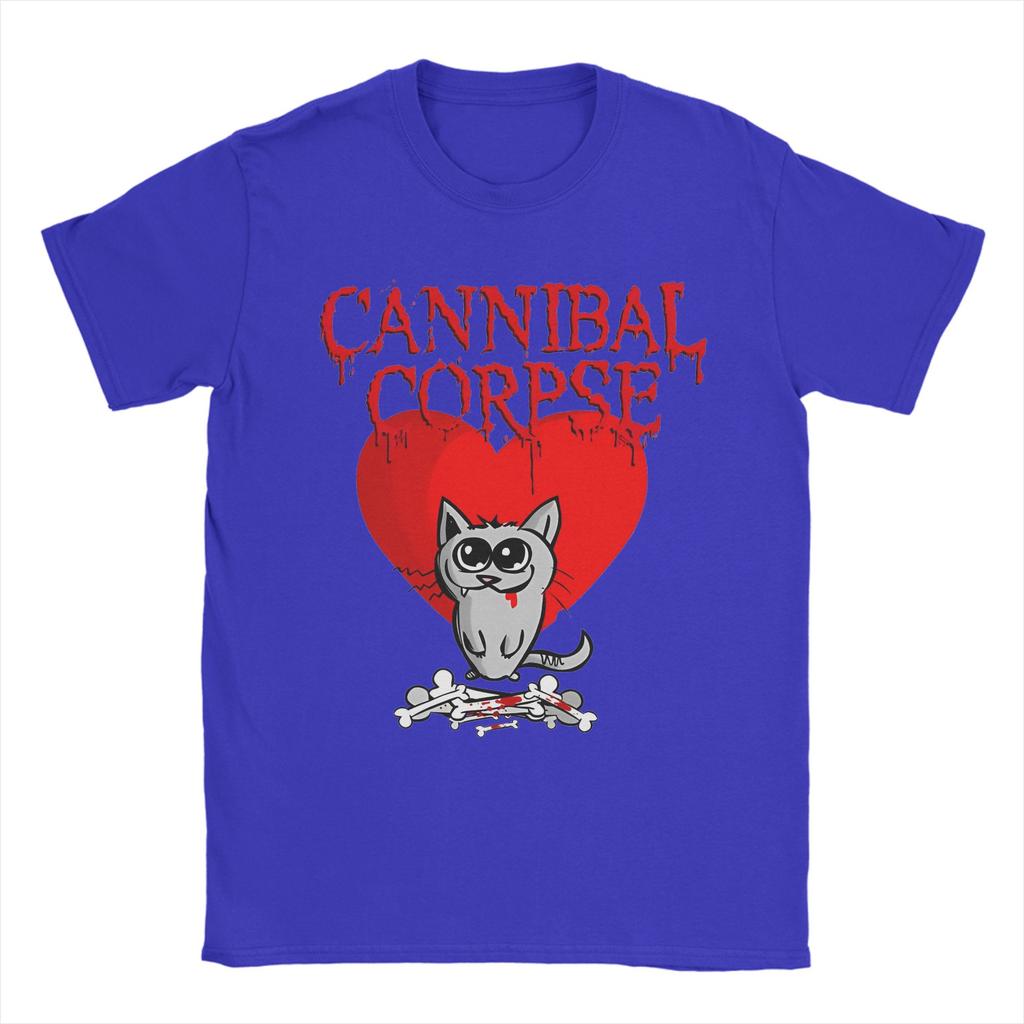 Vintage Cannibal Corpse Heart Cat TShirts for Men Round Collar Cotton T Shirts Short Sleeve Tee Shirt Graphic Tops