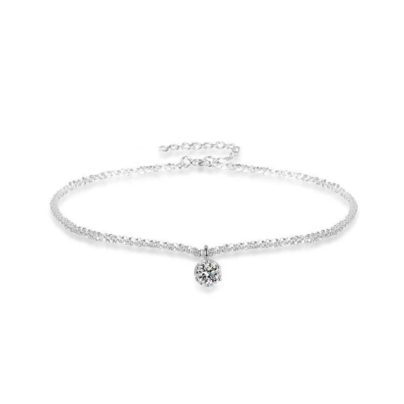 Summer 2025 Sparkling Diamond Star Anklet - Silver Fashion Foot Jewelry for Women