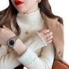 Semi-turtleneck Fashion Knitted Bottoming Shirt for Women's Autumn and Winter New Fleece Thickened Integrated Fleece Pullover Sweater