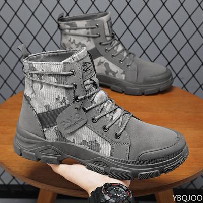 Moda versátil Talla grande para hombre Otoño Zapatos de caña alta Ocio cómodos Ropa de trabajo Senderismo Botas de hombre de caña media