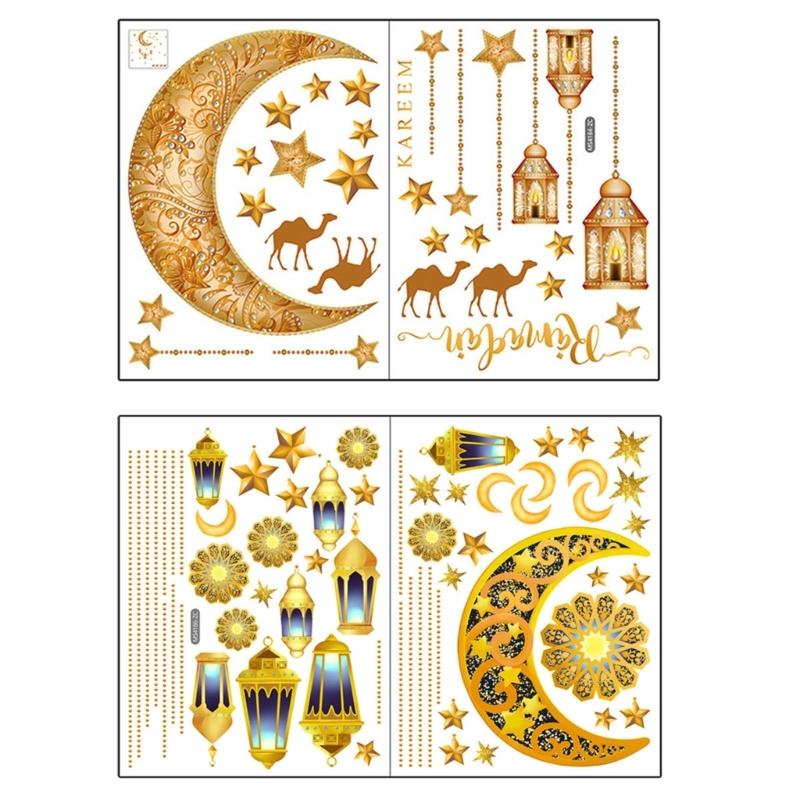 2 Sheet Eid Wall Stickers PVC Decorative Murals Art Crafts Supplies Home Bedroom Room Dormitory